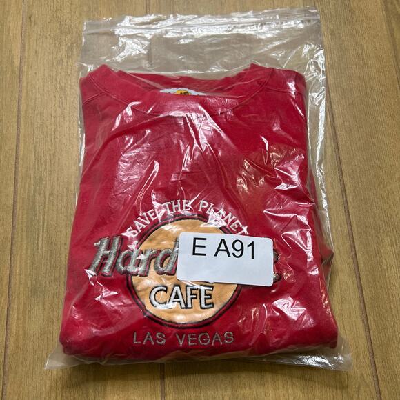 Vintage 90s Hard Rock Cafe Sweatshirt Mens XL Red Las Vegas Y2K Distress - Picture 12 of 12